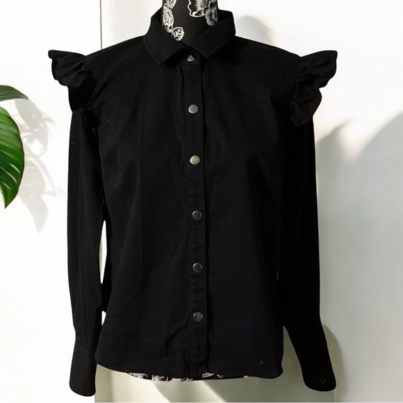 Bar III Ruffle Shoulder Blouse - Picture 1 of 8